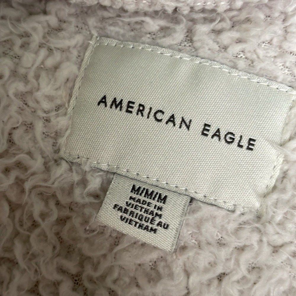 American Eagle Sherpa Quarter Zip Hoodie - Size Medium - Picture 5 of 8